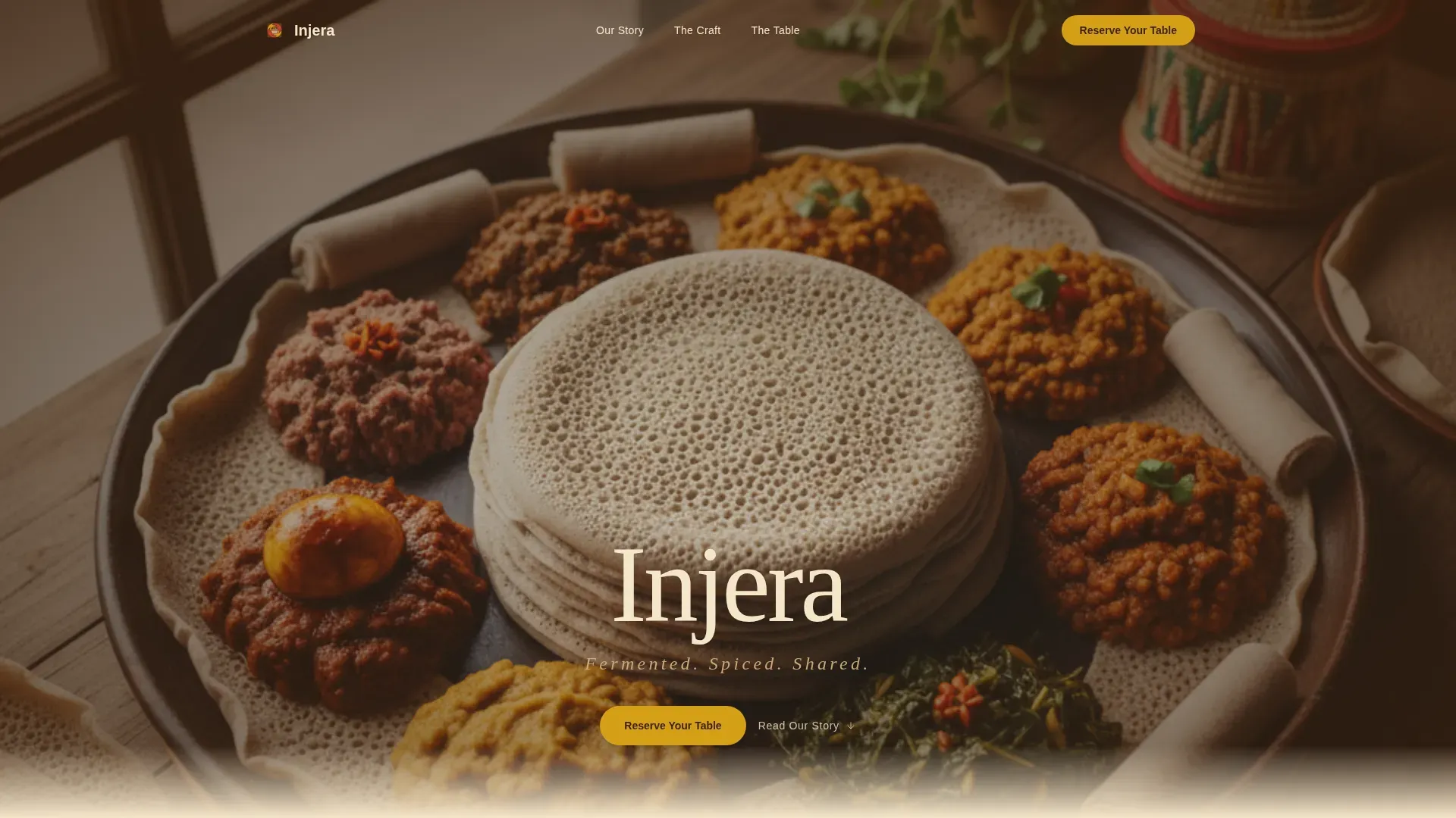 Authentic Ethiopian Dining Reservation Landing Page Template