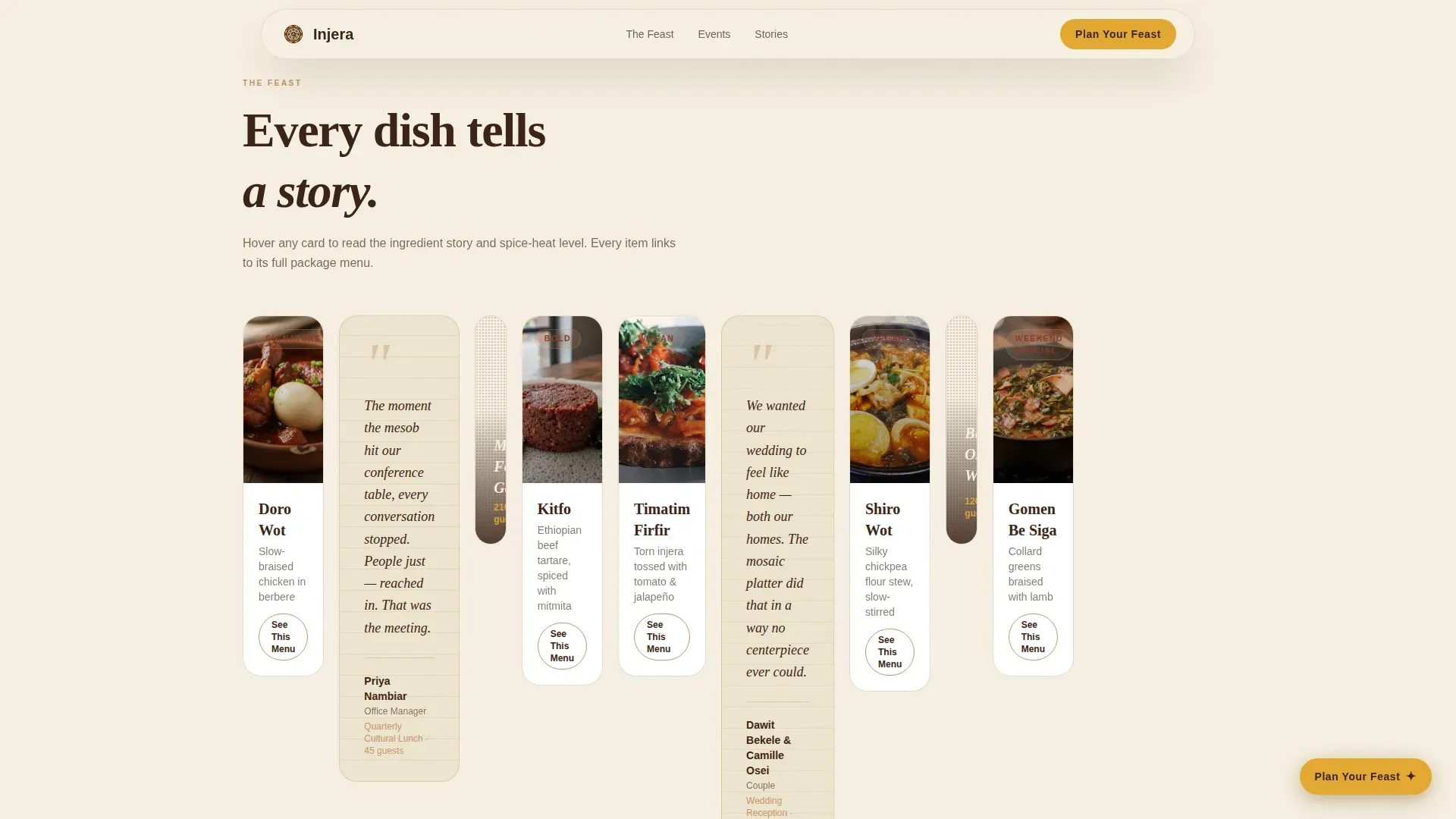 Ethiopian Catering Landing Page Template | Communal Feast