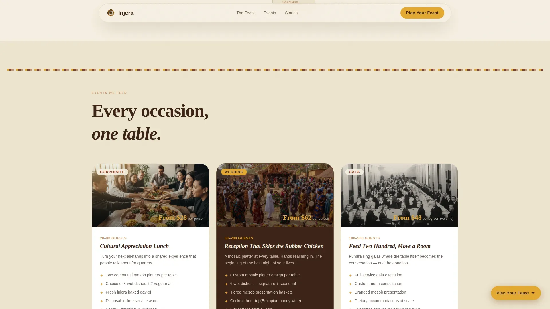 Ethiopian Catering Landing Page Template | Communal Feast
