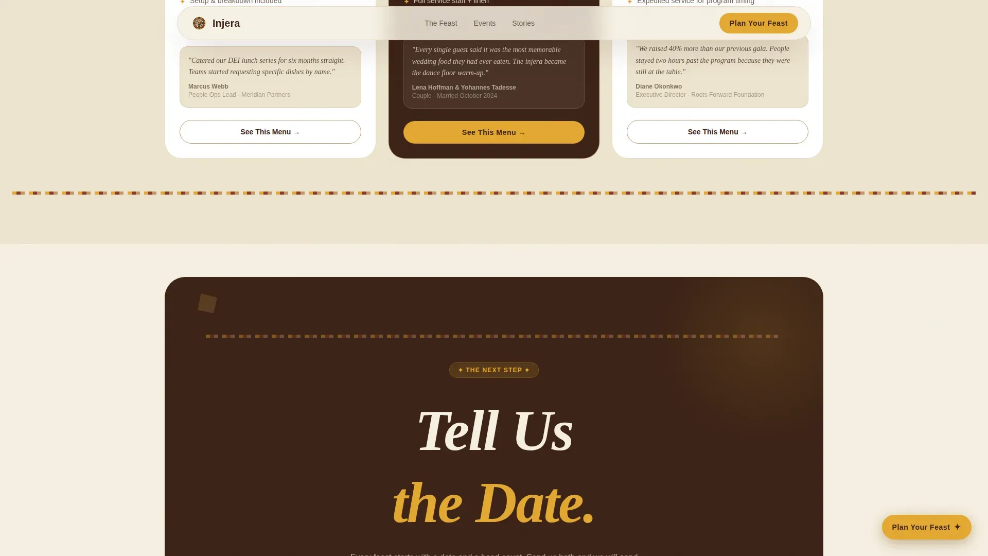 Ethiopian Catering Landing Page Template | Communal Feast