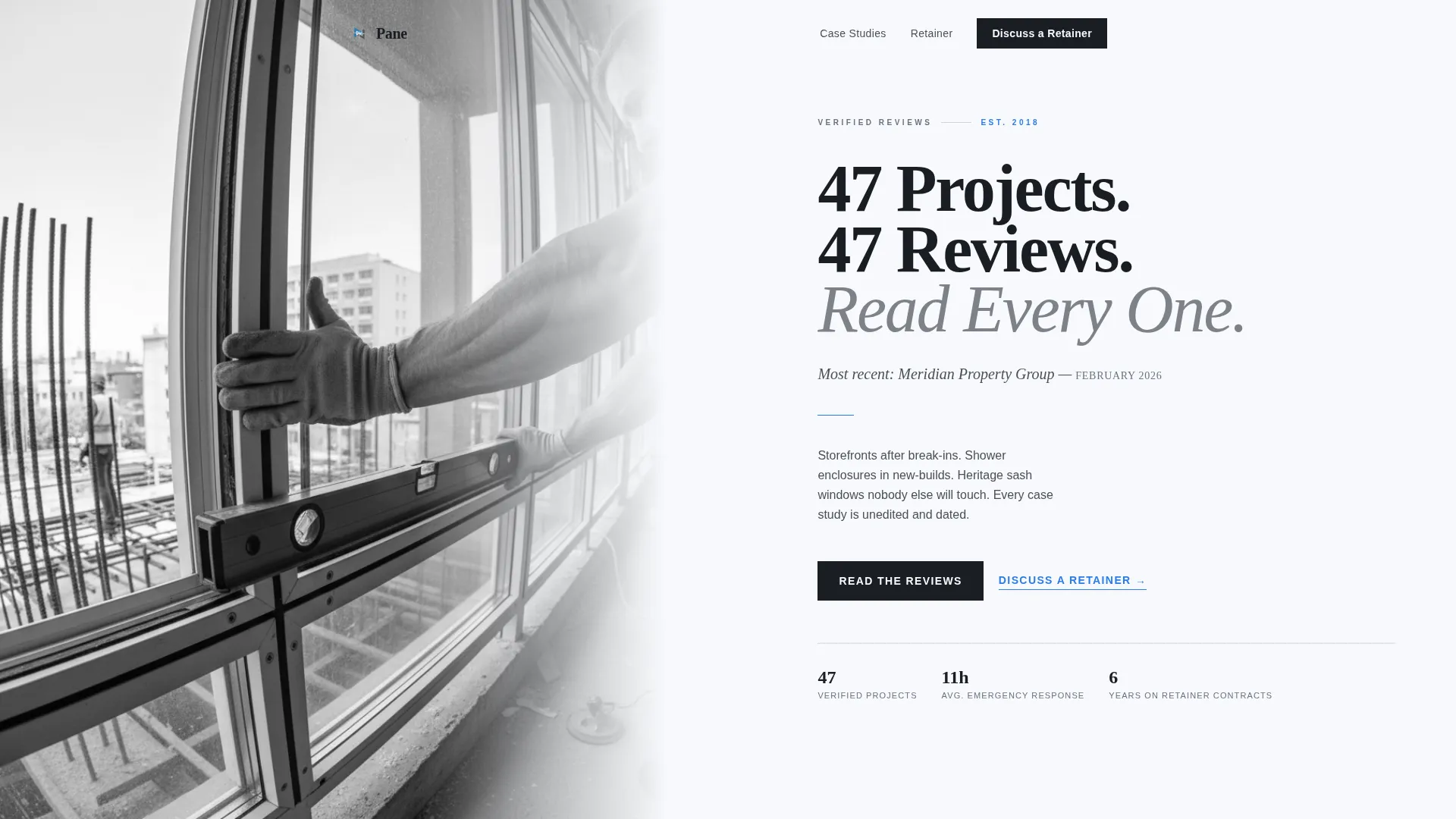 Glazier Reviews Website Template