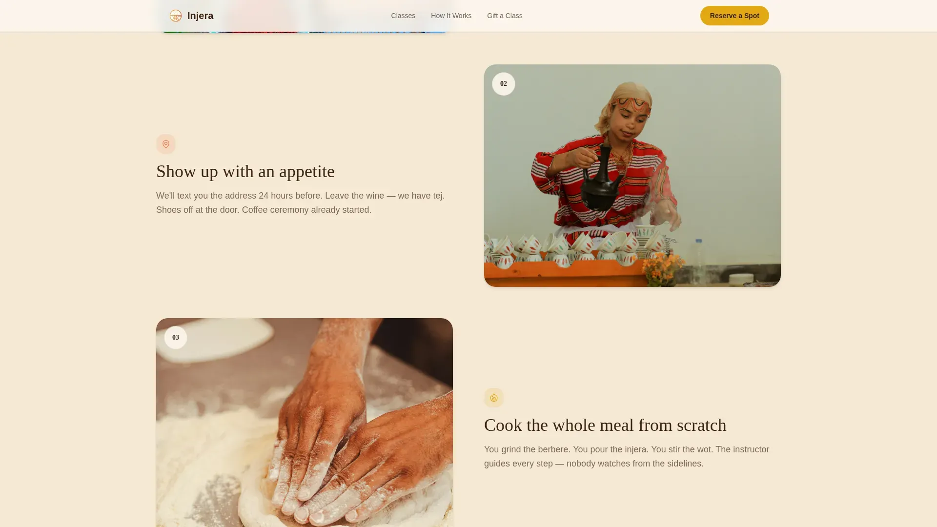 Ethiopian Cooking Class Landing Page Template