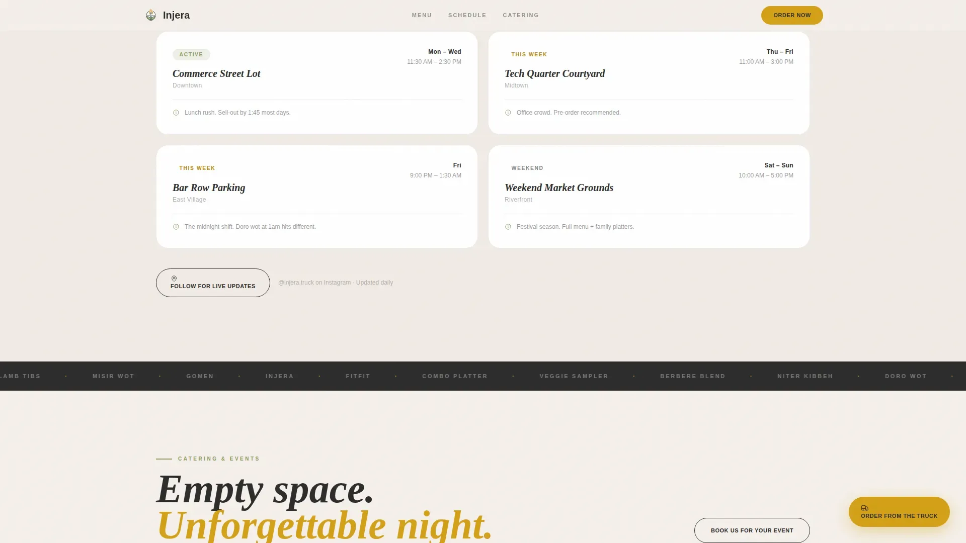 Neo-Retro Ethiopian Food Truck Landing Page Template