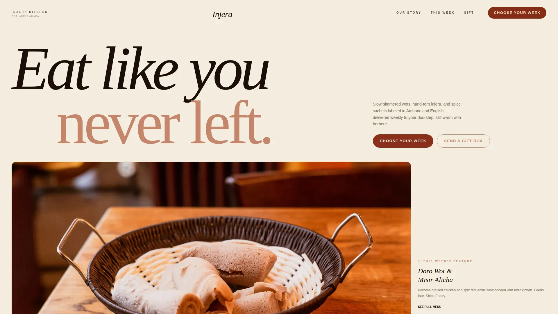 Ethiopian Meal Kit Delivery Landing Page Template