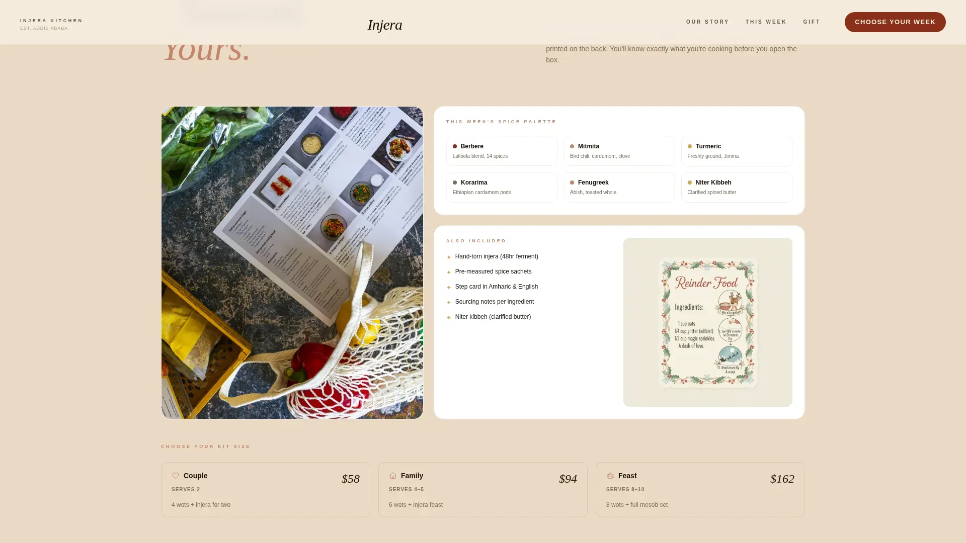 Ethiopian Meal Kit Delivery Landing Page Template