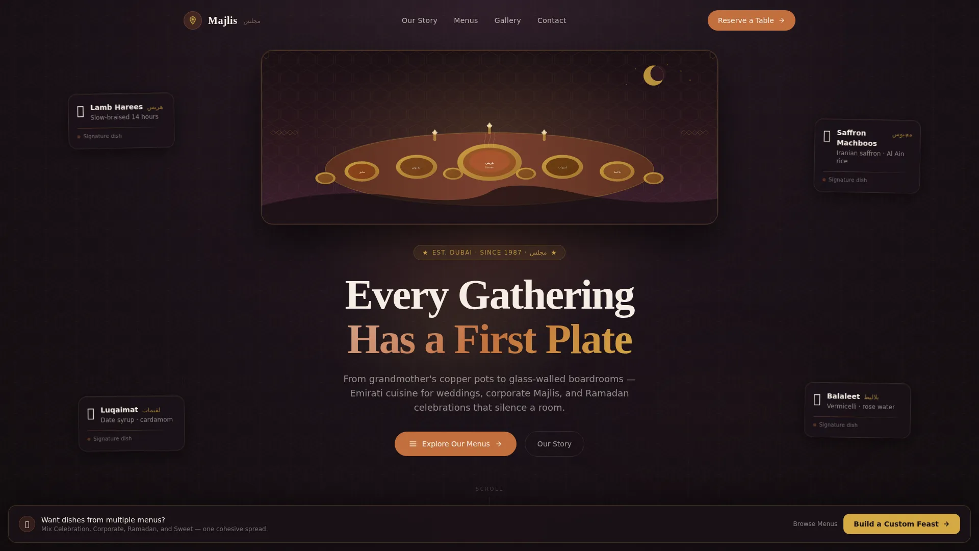 Middle Eastern Cuisine & Dining Residential Professional Website Template