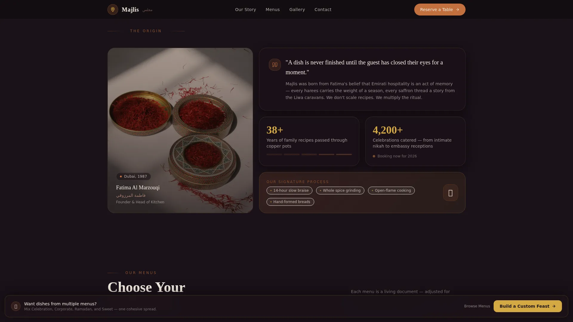 Middle Eastern Cuisine & Dining Residential Professional Website Template