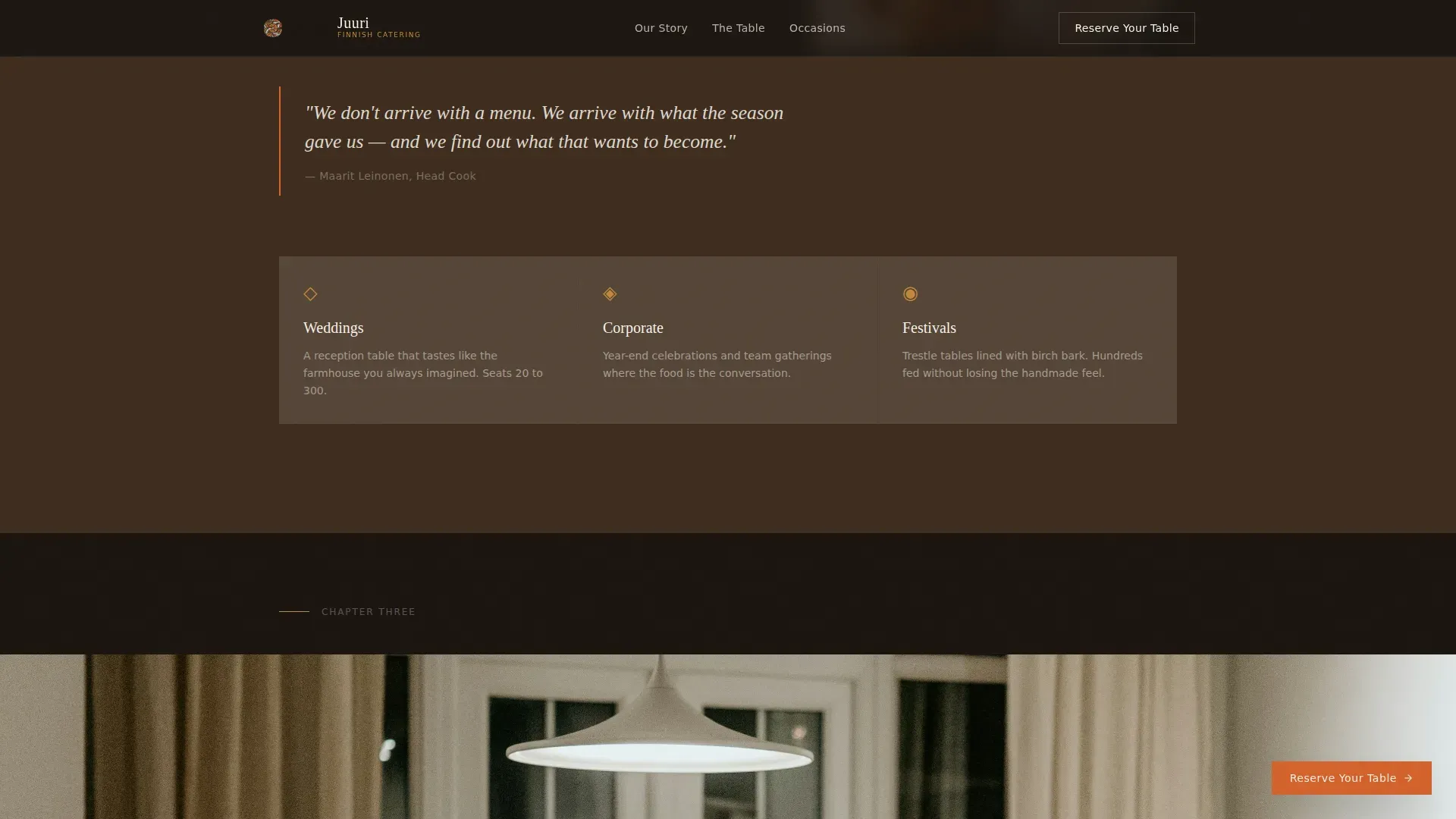 Artisan Finnish Catering Landing Page Template
