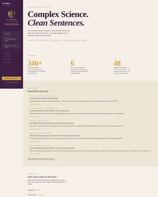 Science Writer Booking Landing Page Template