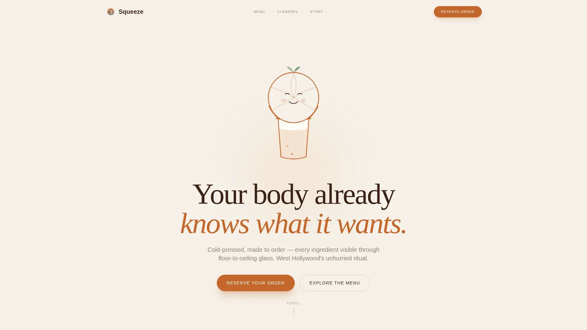 Tea, Juice & Beverage Bar Booking Website Template