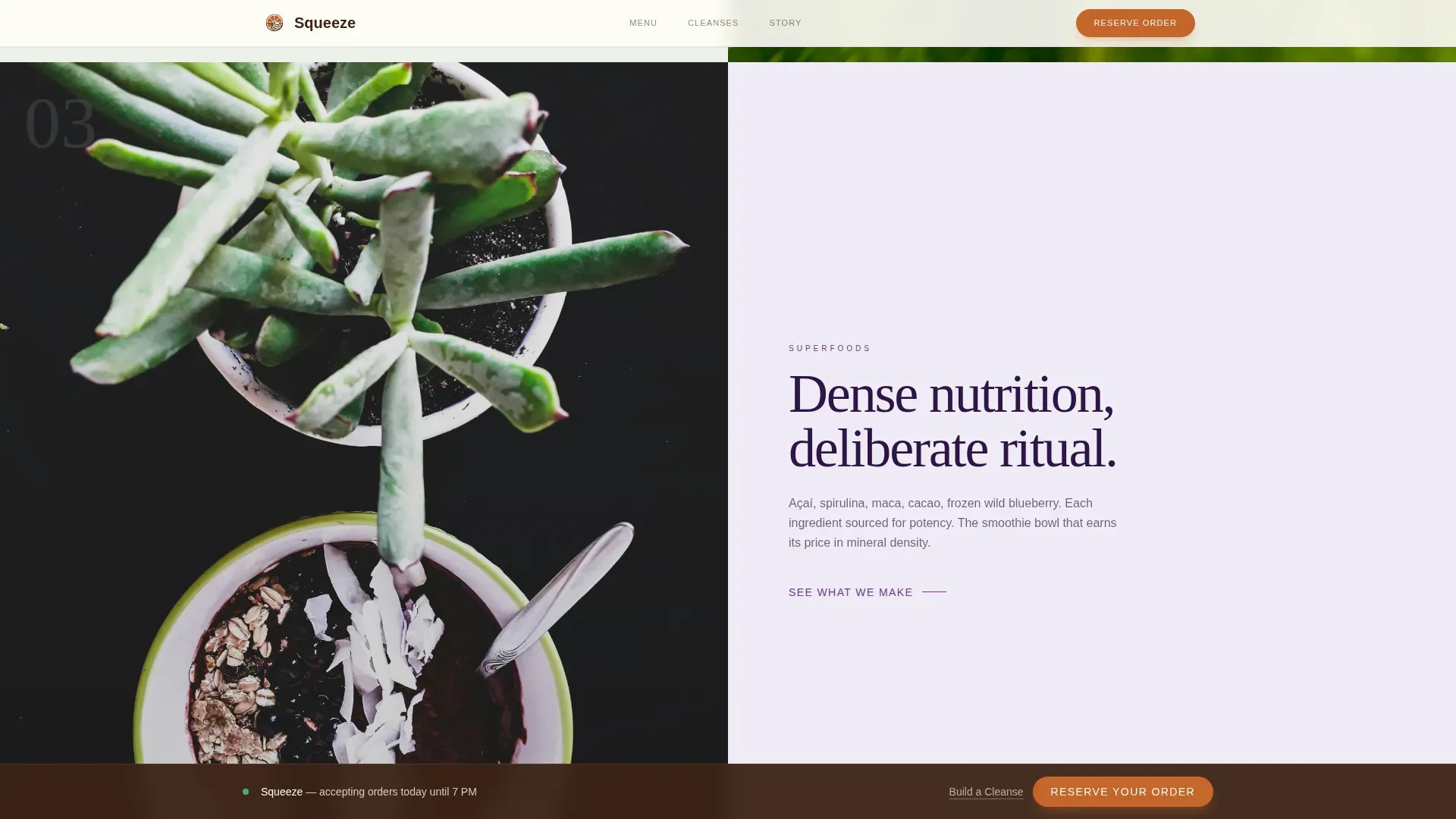 Tea, Juice & Beverage Bar Booking Website Template
