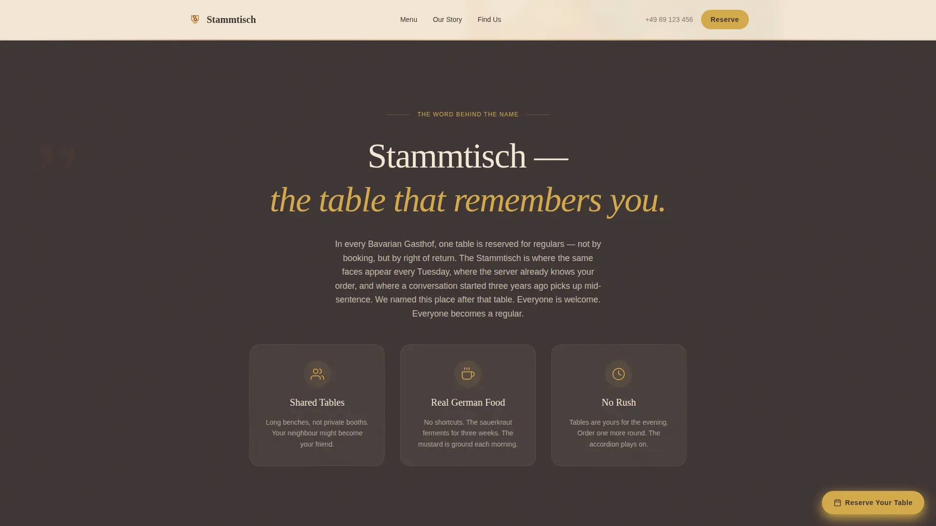 Rustic German Dining Landing Page Template
