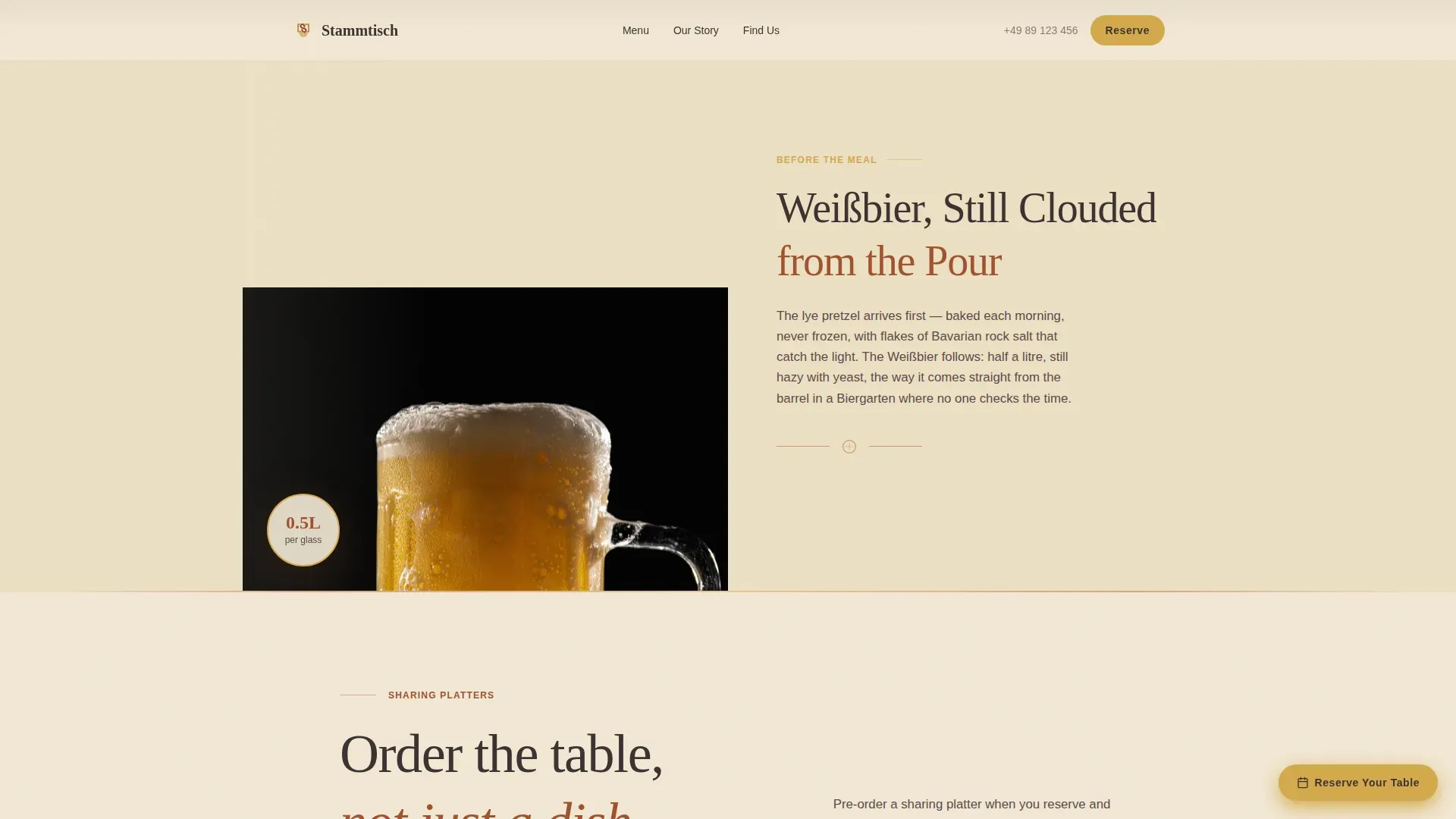 Rustic German Dining Landing Page Template
