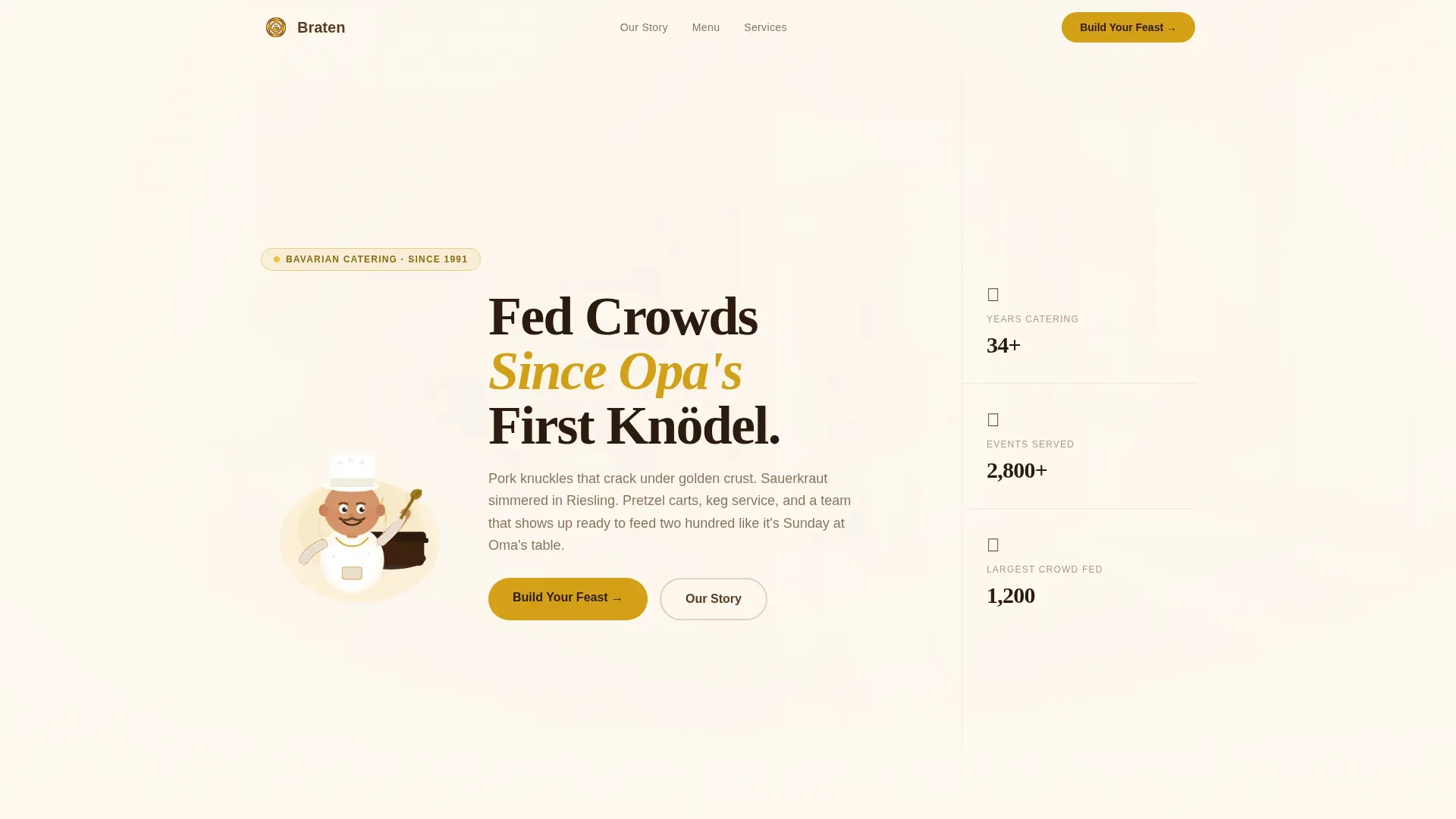 Warm Artisan German Catering Landing Page Template