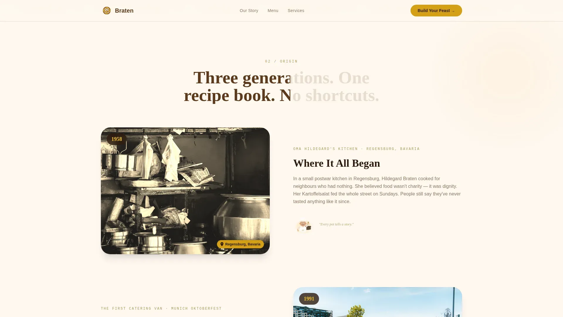 Warm Artisan German Catering Landing Page Template
