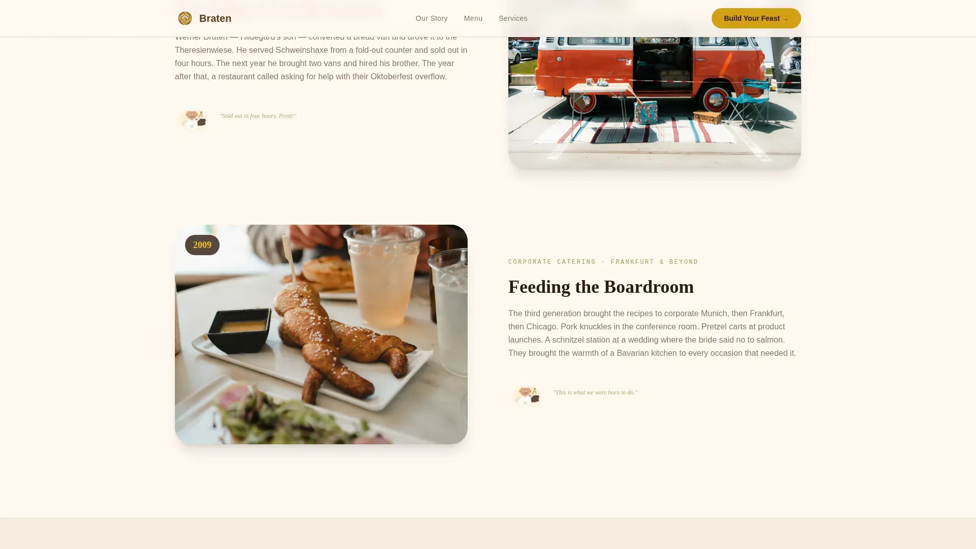 Warm Artisan German Catering Landing Page Template