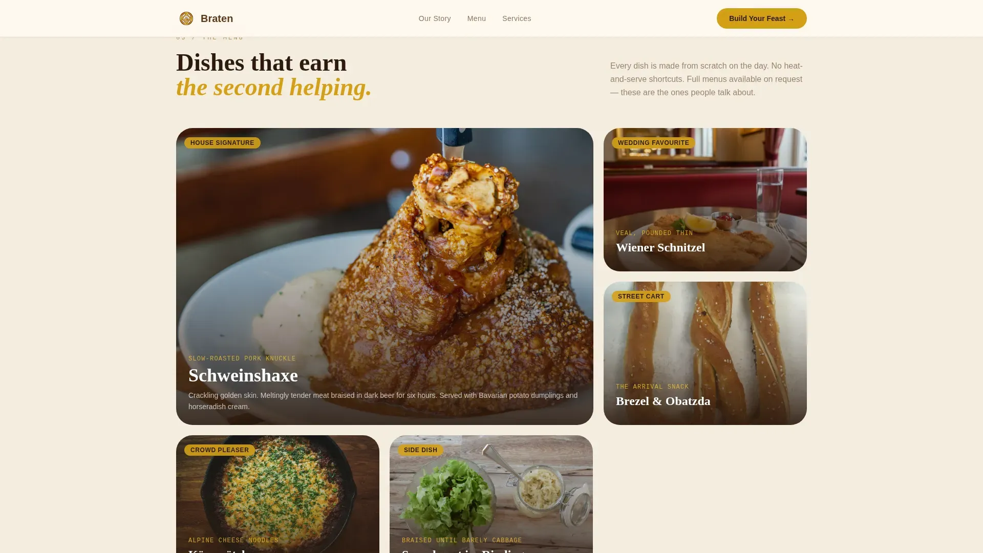Warm Artisan German Catering Landing Page Template