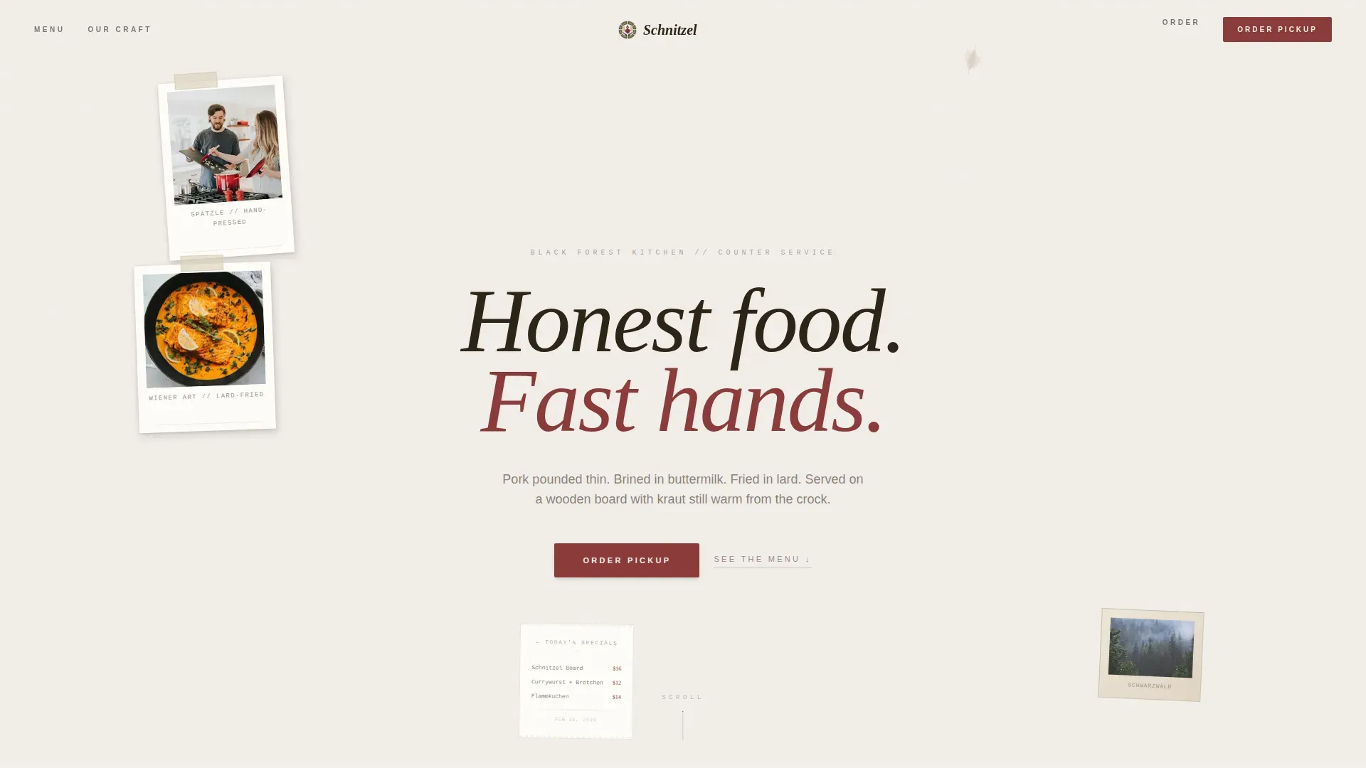 German Fast Casual Restaurant Landing Page Template