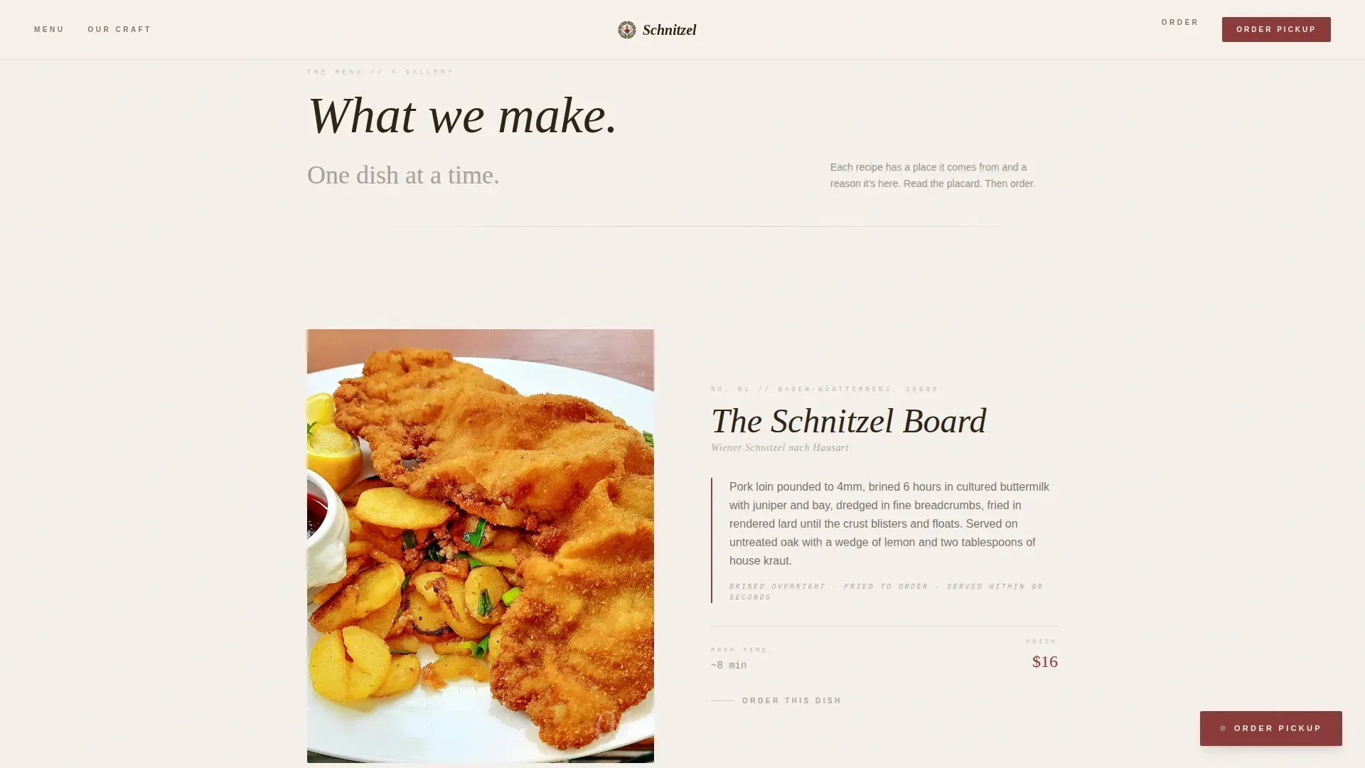 German Fast Casual Restaurant Landing Page Template