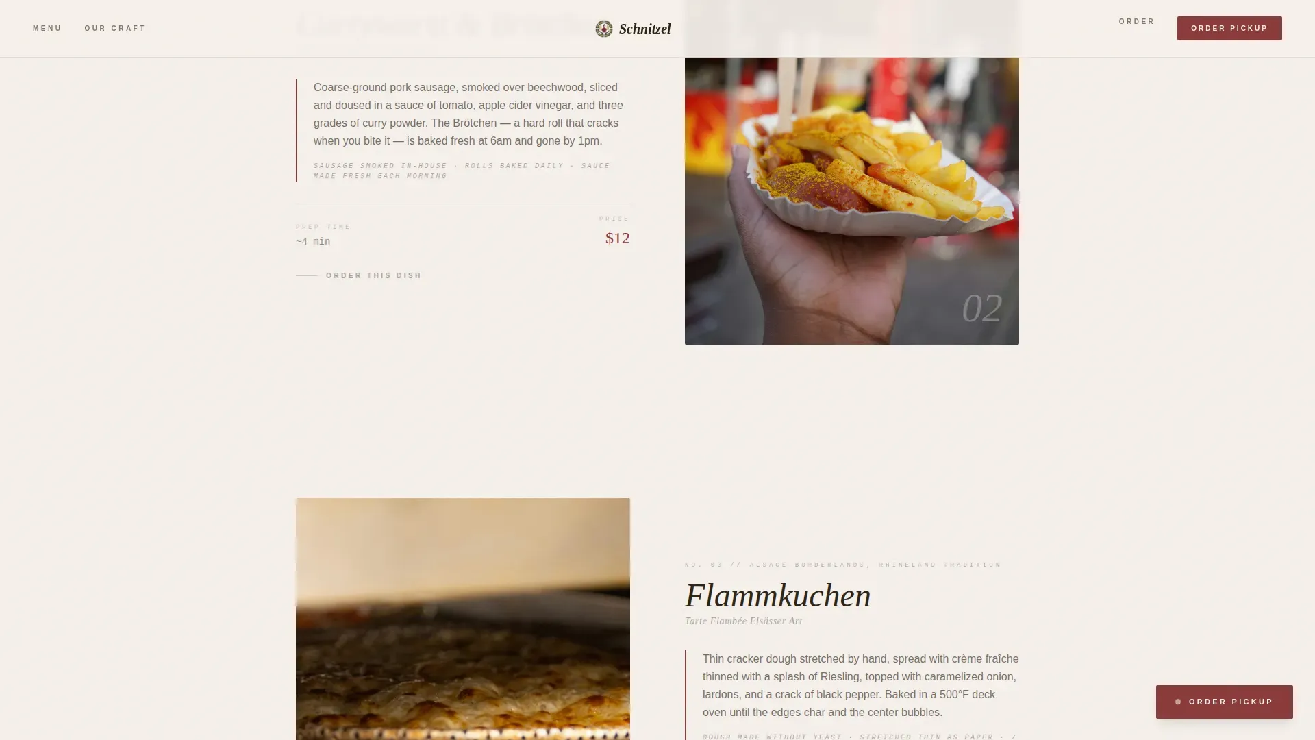 German Fast Casual Restaurant Landing Page Template