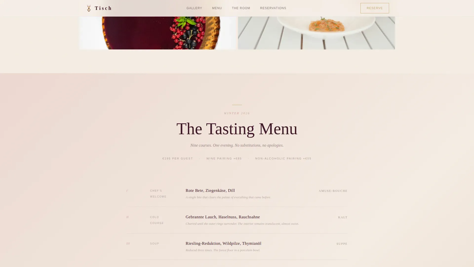 Luxe Minimal German Fine Dining Landing Page Template