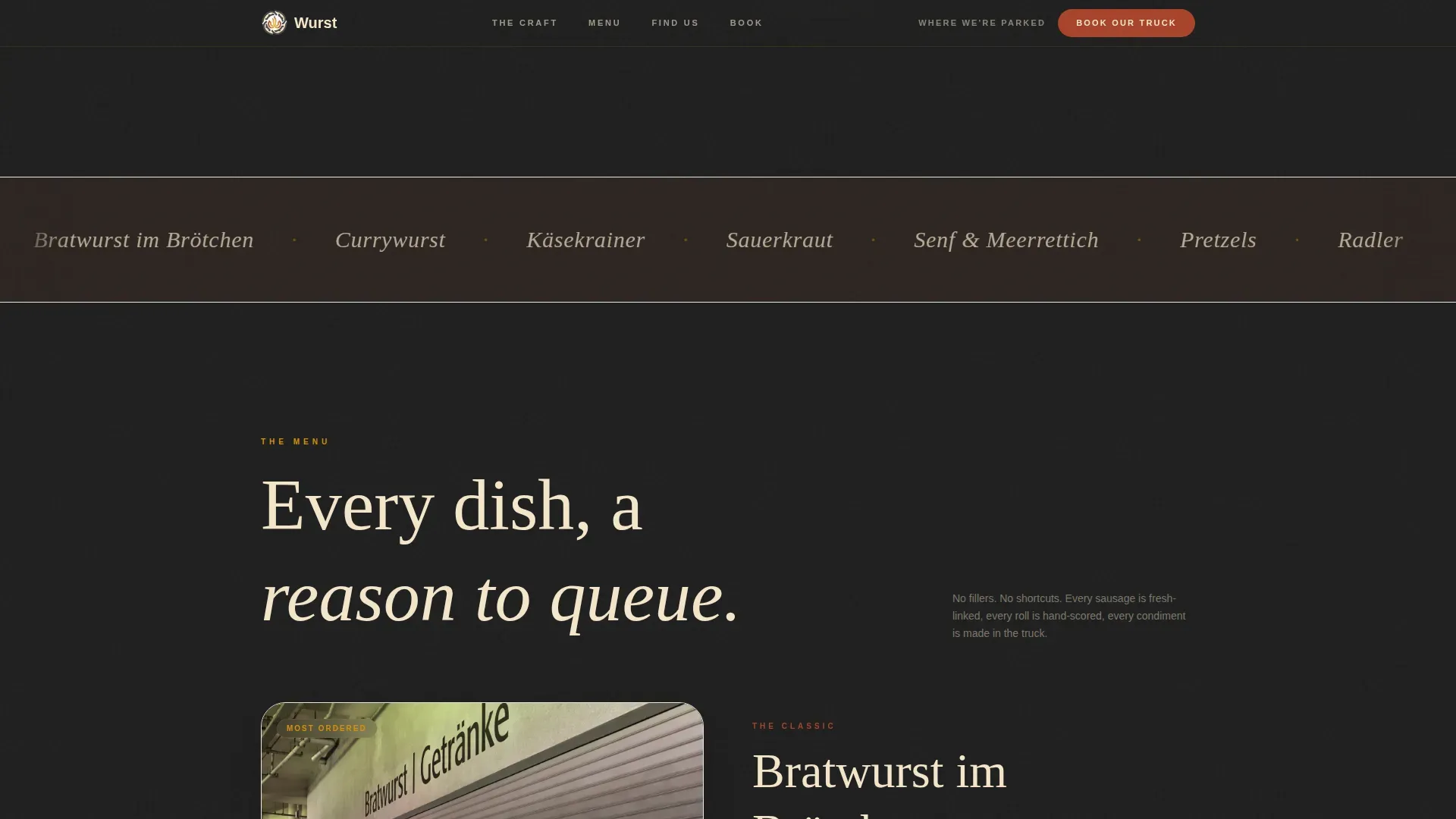 Warm Artisan German Food Truck Landing Page Template