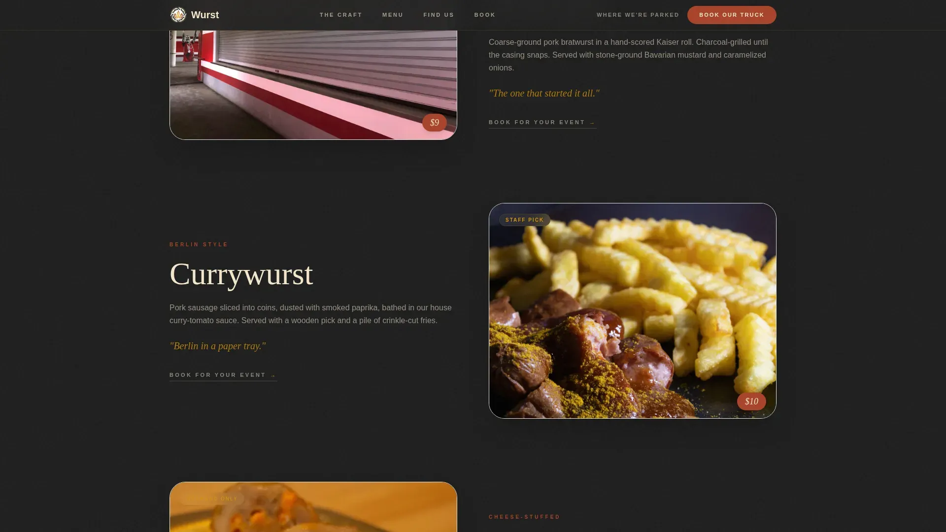 Warm Artisan German Food Truck Landing Page Template
