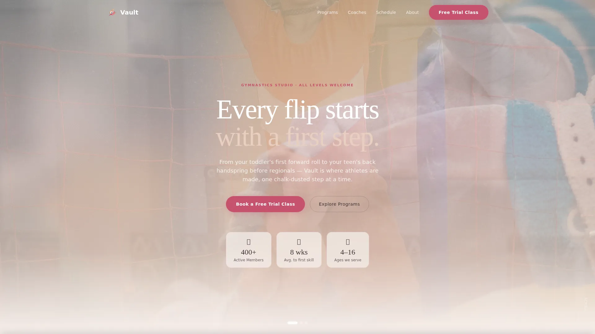 Gymnastics Fitness Booking Website Template