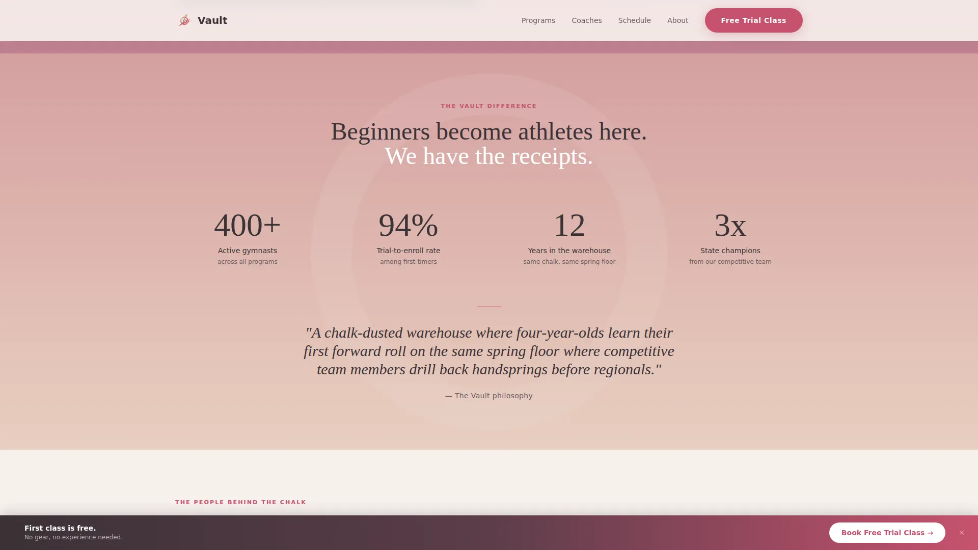 Gymnastics Fitness Booking Website Template