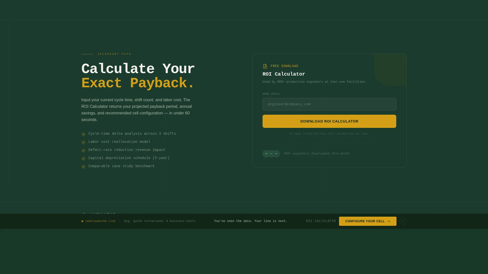Robotics & Automation Cost Calculator Website Template