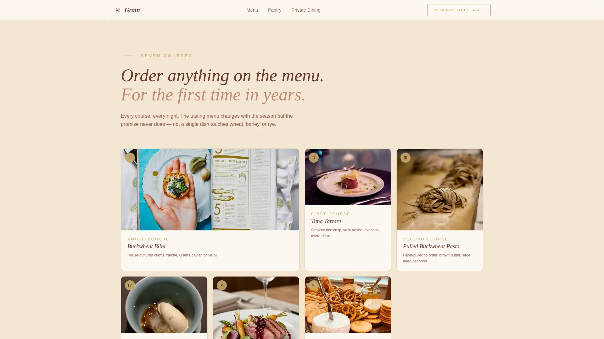 Elevated Specialty Dining | Free Website Template | Rocket