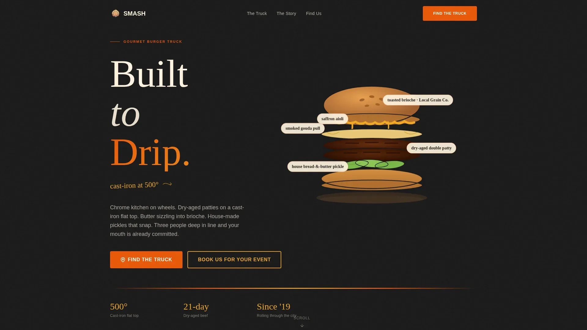 Gourmet Burger Truck Landing Page Template