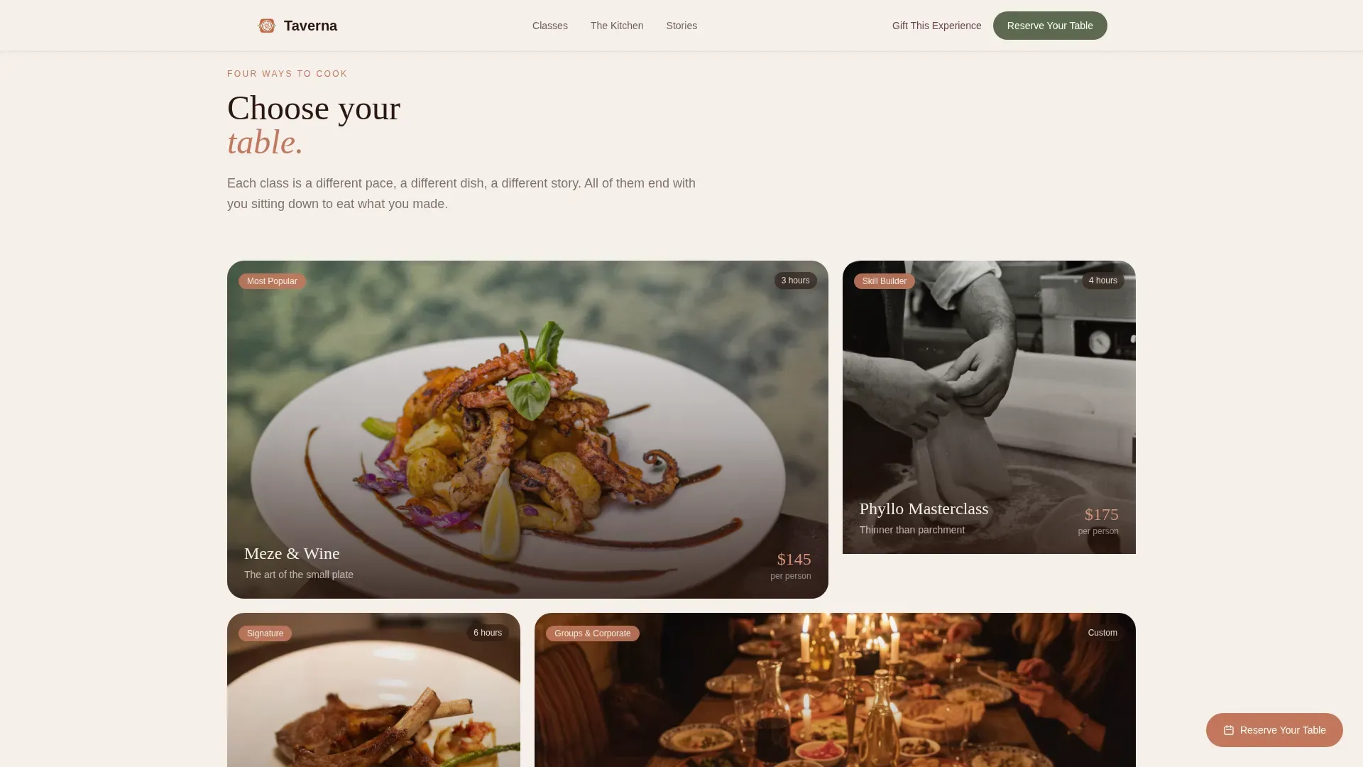 Premium Mediterranean Culinary School Landing Page Template