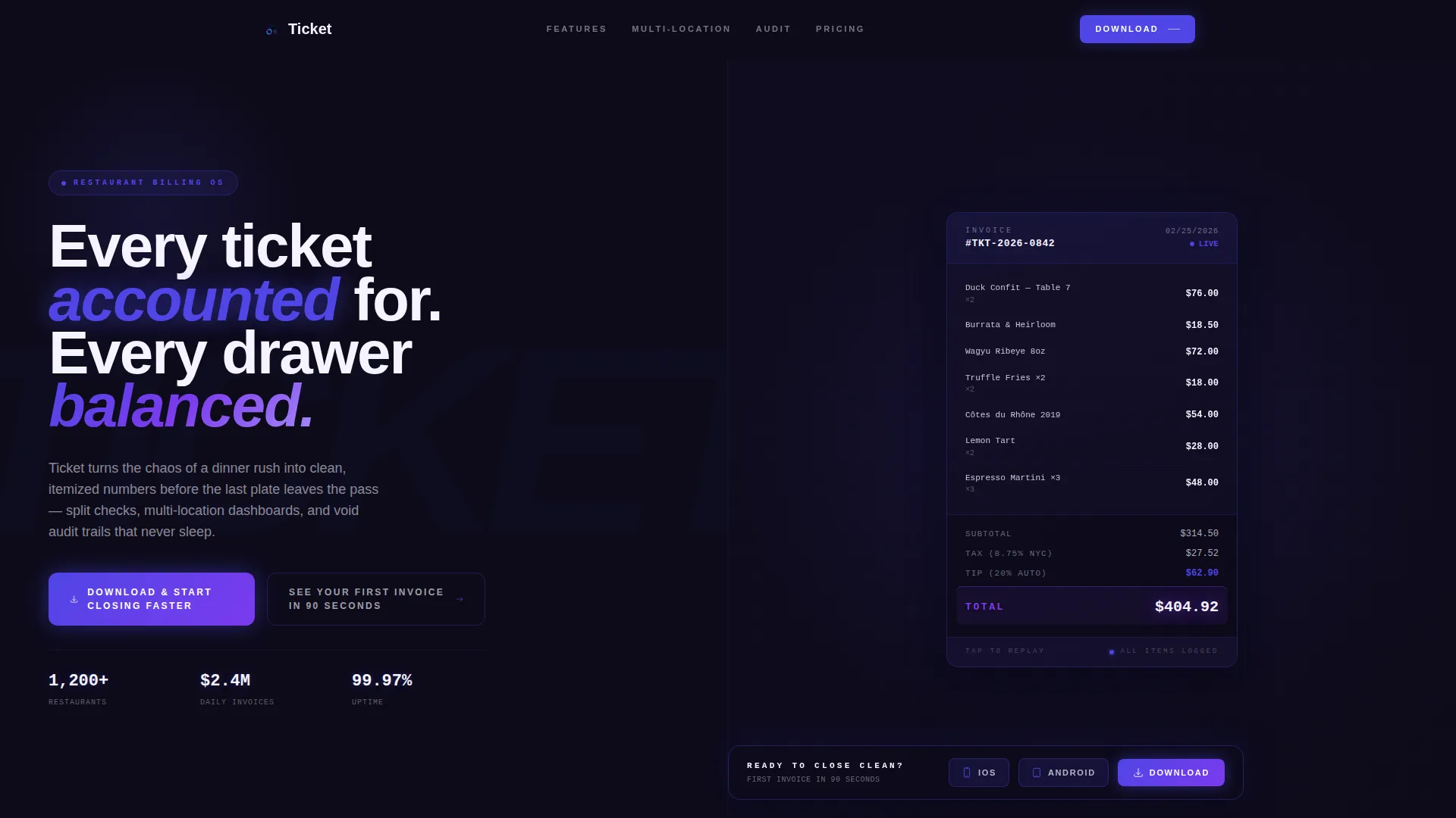 Restaurant Software & SaaS Professional Website Template
