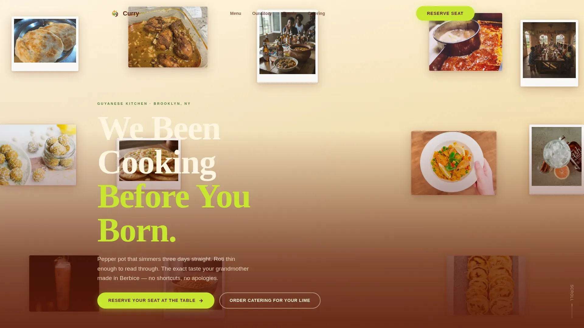 Reserve Guyanese Dining | Free Website Template | Rocket