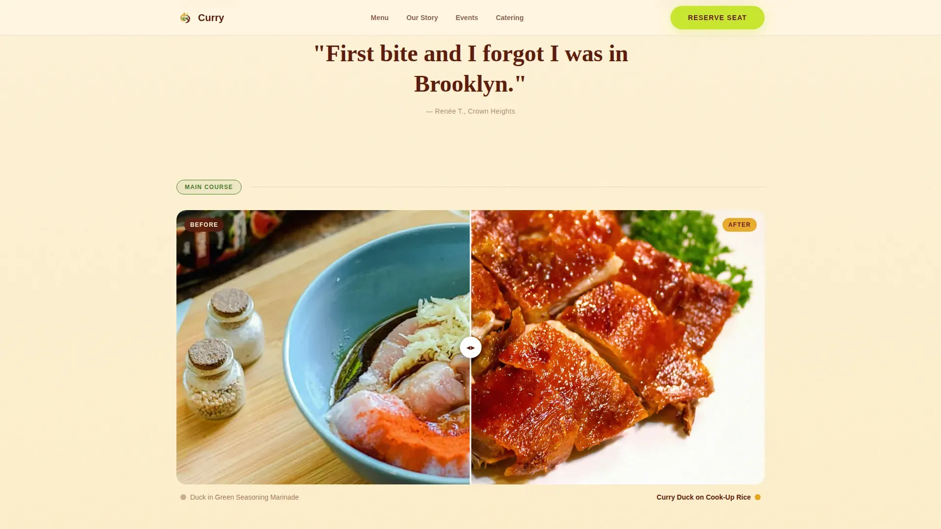 Reserve Guyanese Dining | Free Website Template | Rocket