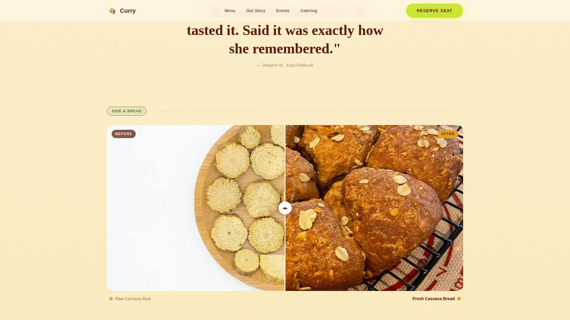 Reserve Guyanese Dining | Free Website Template | Rocket