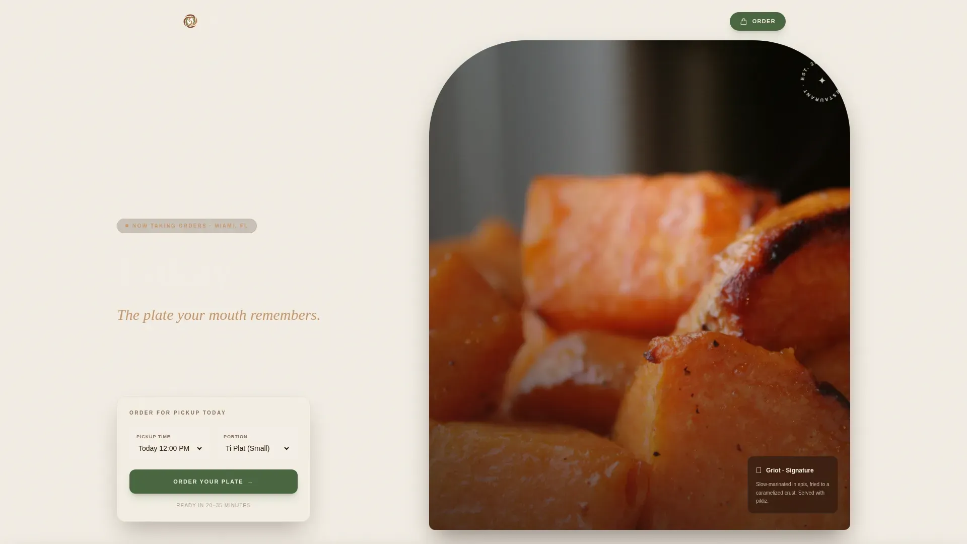 Authentic Haitian Restaurant | Free Website Template | Rocket