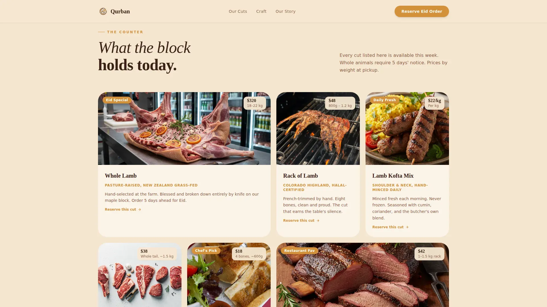 Meat & Seafood Booking Website Template
