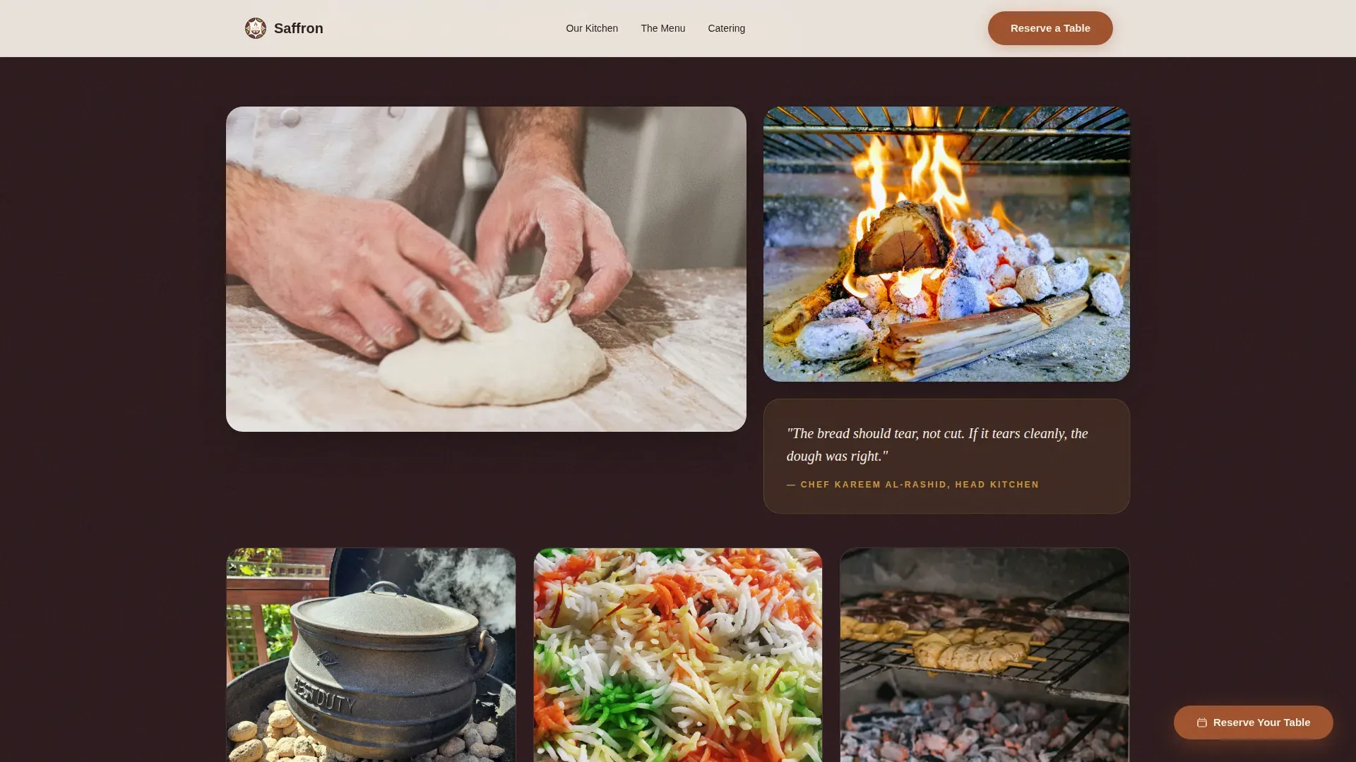Restaurant & Dining Specialist Booking Website Template