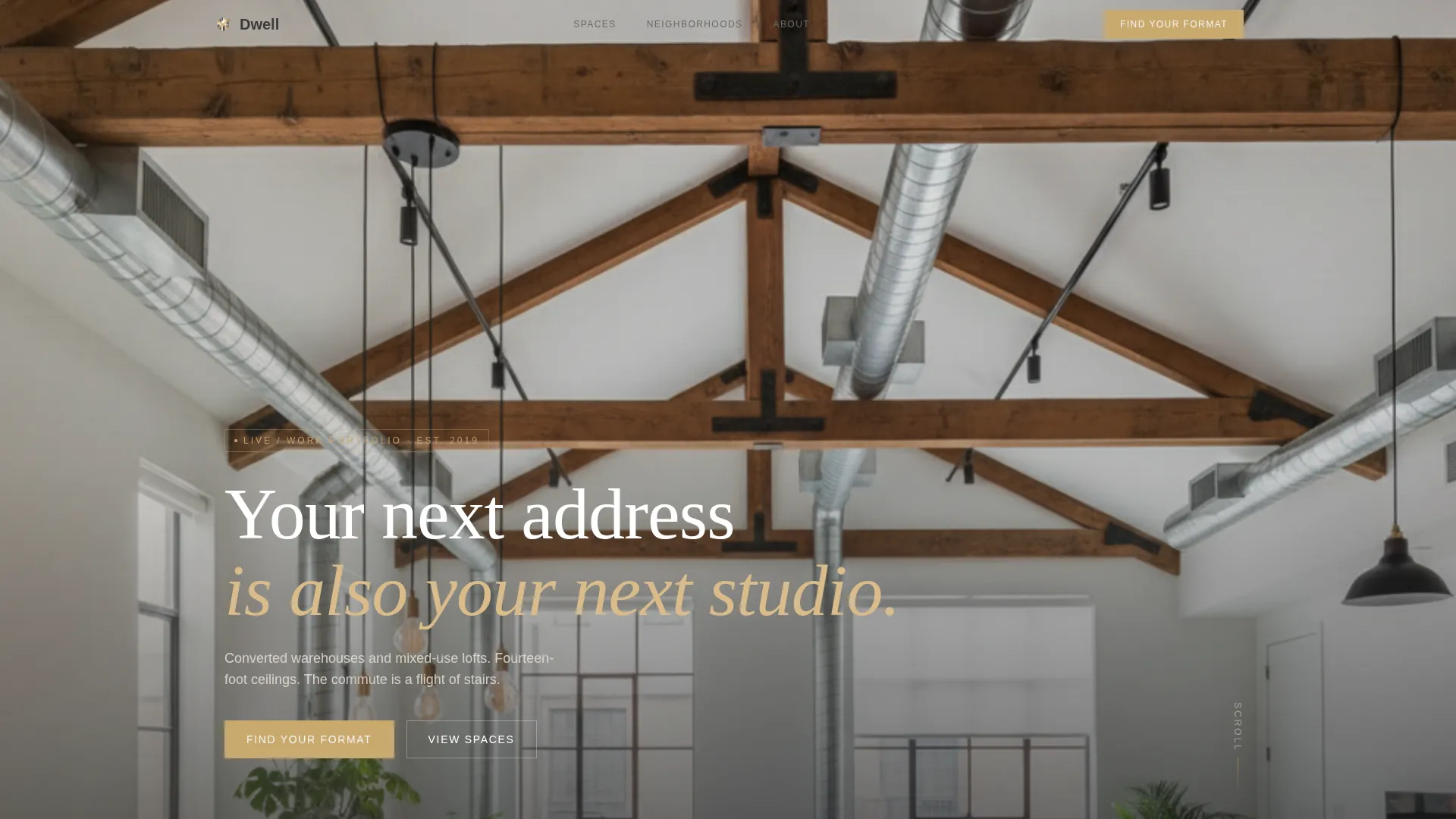 Live/Work Space Real Estate Professional Website Template