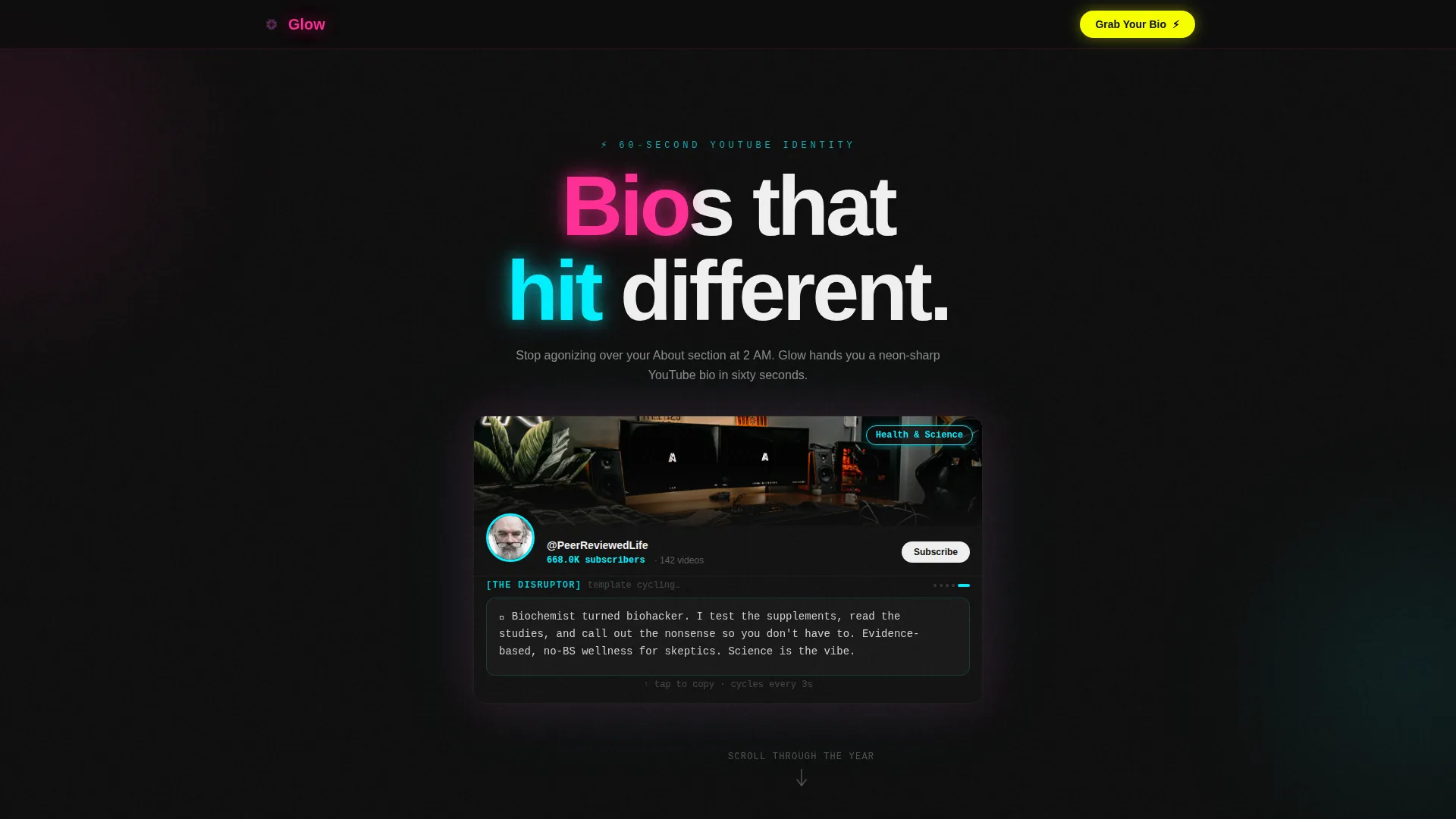 Electric YouTube Bio Landing Page Template