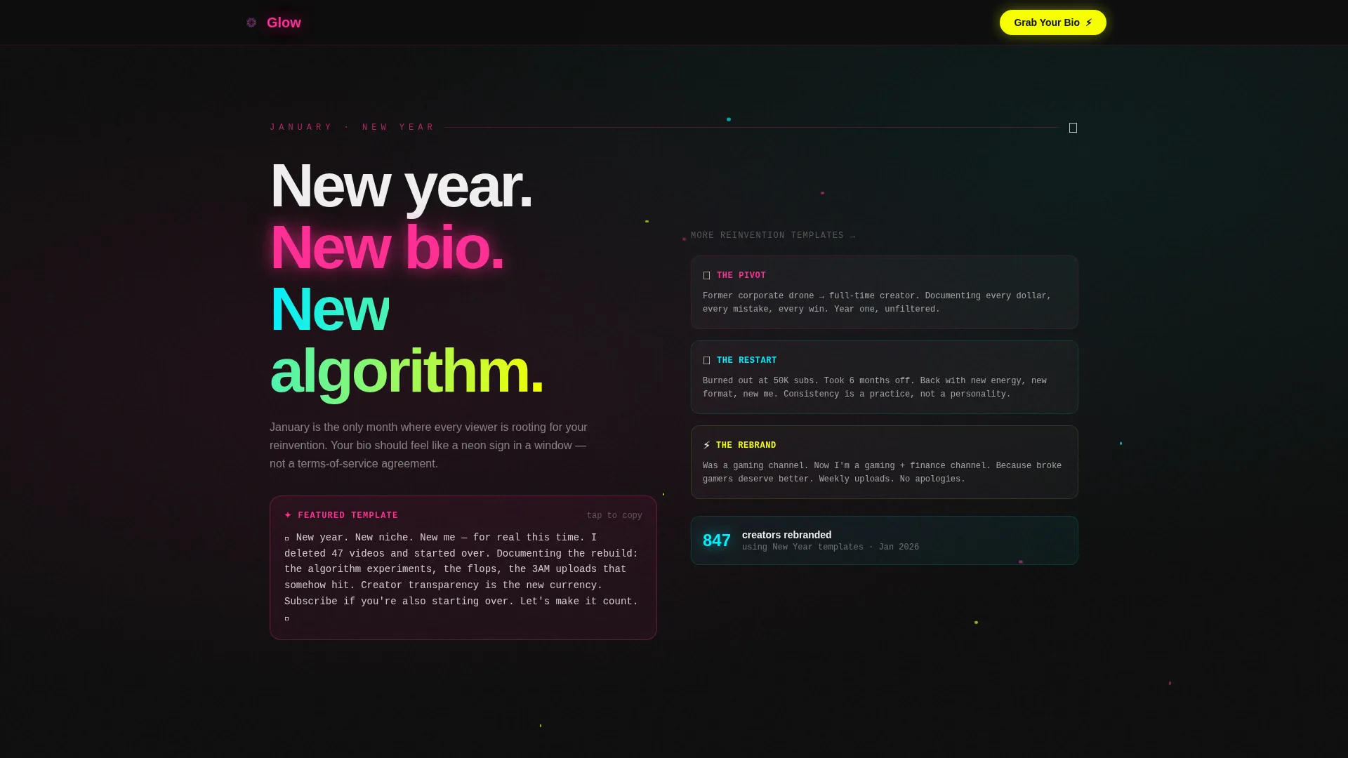 Electric YouTube Bio Landing Page Template