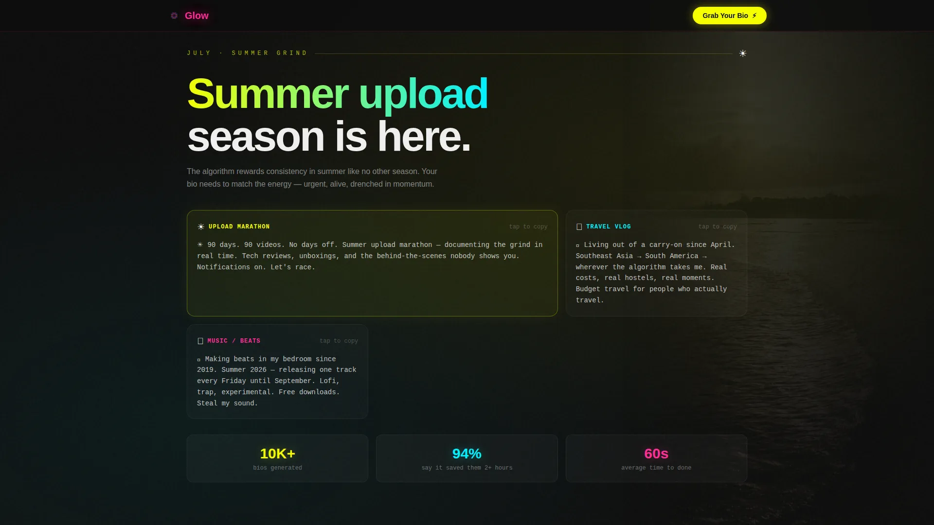 Electric YouTube Bio Landing Page Template