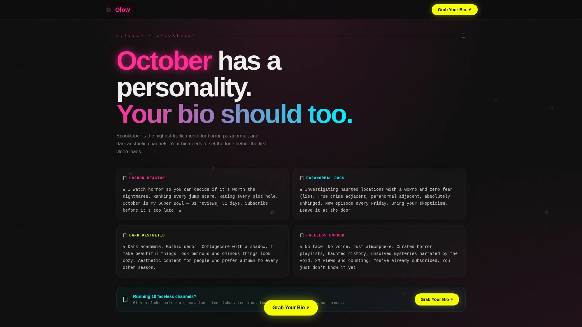 Electric YouTube Bio Landing Page Template