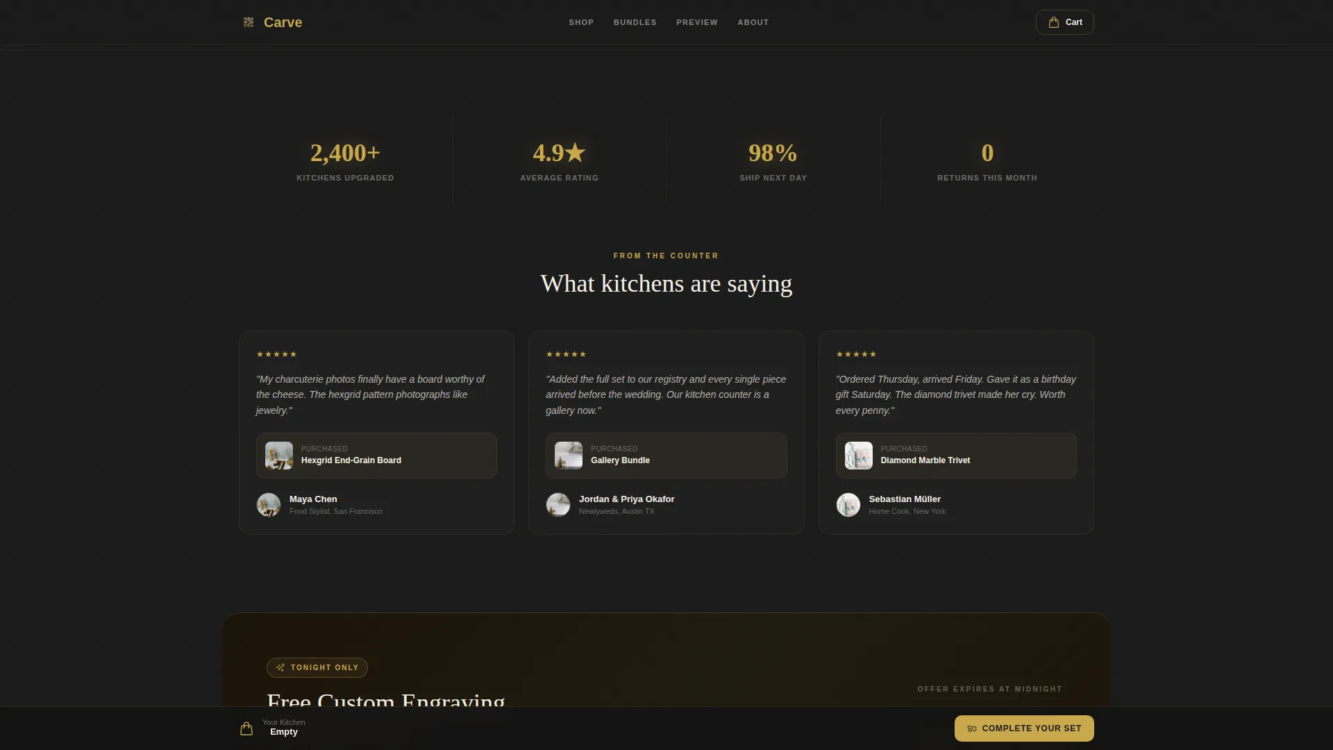 Cutting Boards & Kitchen Accessories Store Professional Website Template