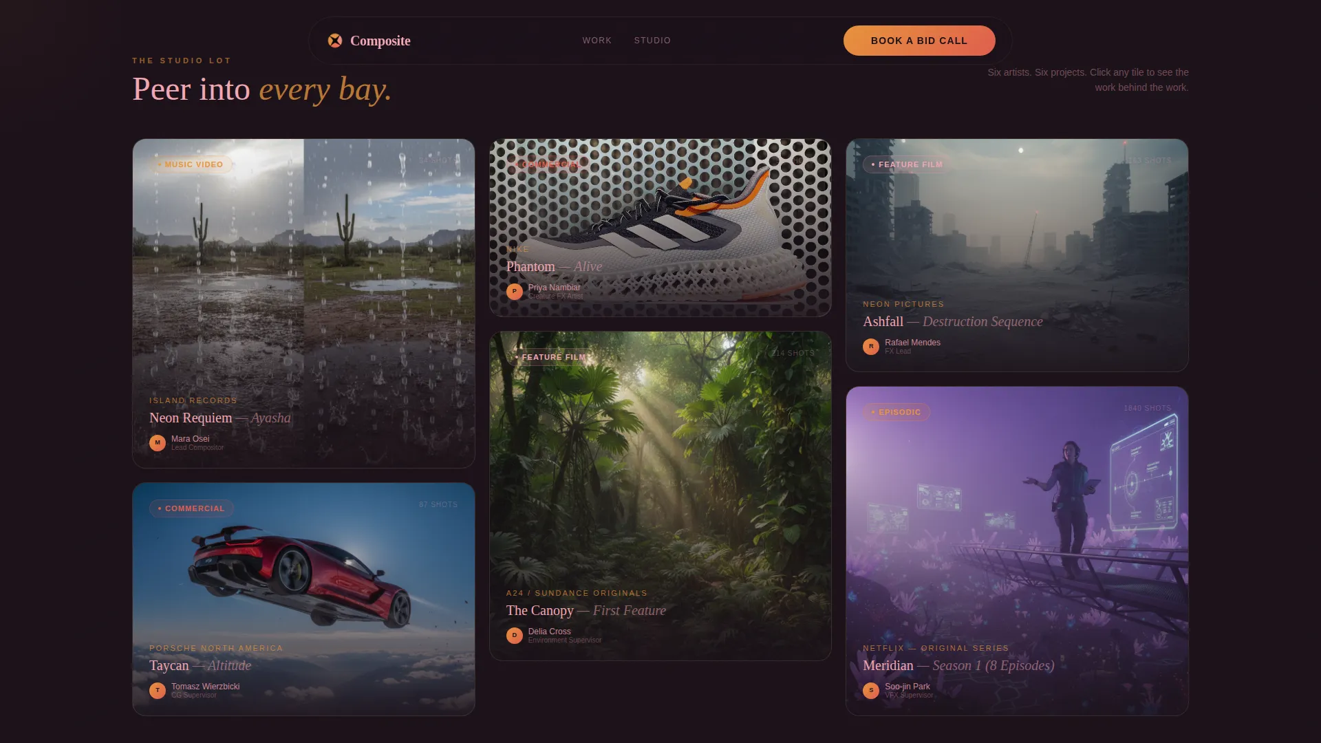Cinematic VFX Studio Landing Page Template