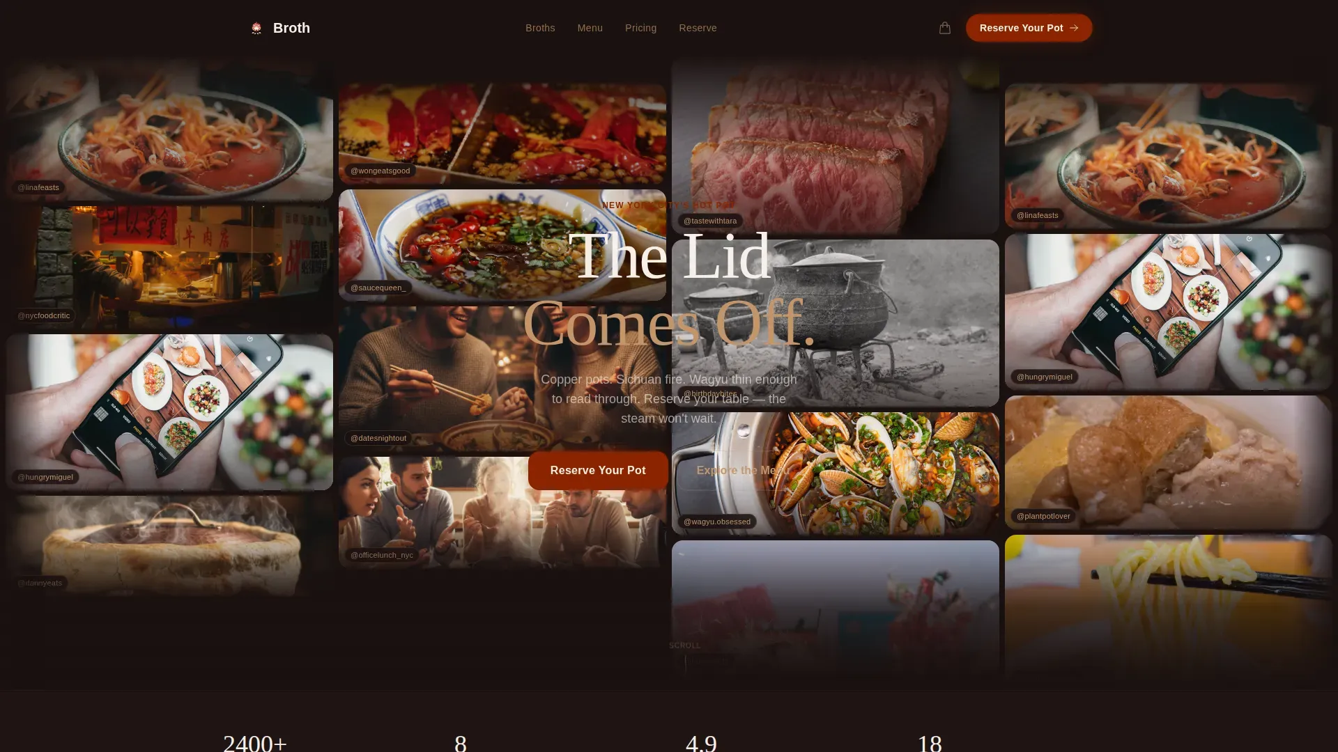 Luxe Minimal Hot Pot Restaurant Landing Page Template