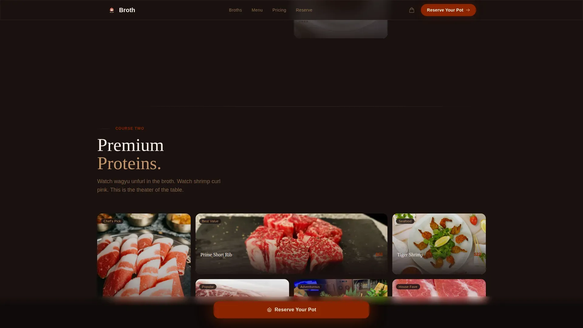 Luxe Minimal Hot Pot Restaurant Landing Page Template