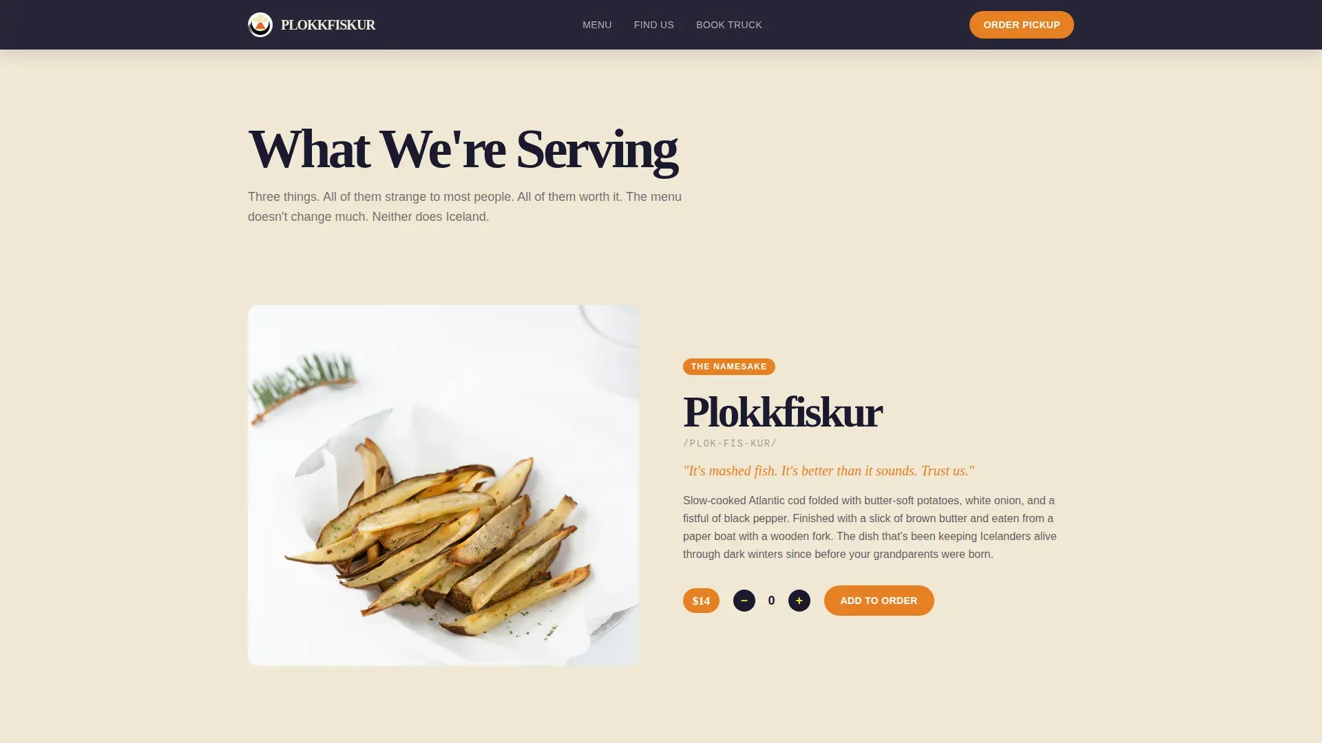 Authentic Icelandic Cuisine Landing Page Template